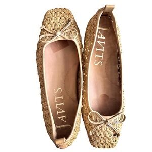 Eric Javits Parris Woven Raffia Ballet Flats Natural Tan Size 9